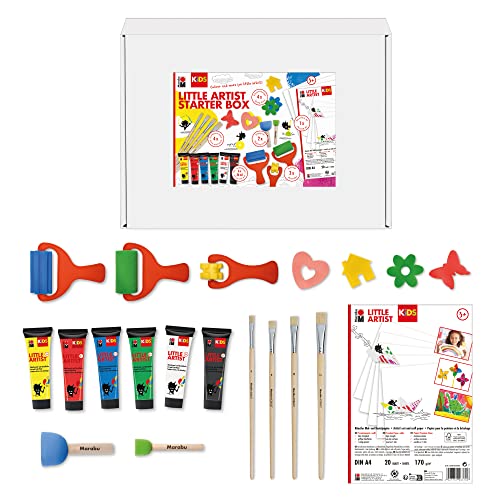 Marabu KiDS Little Artist, Starter Box, Mal- und Bastelbox für Kinder ab 3 Jahren, inkl. 6 x 36 ml auswaschbare Kindermalfarbe, Bastelpapier, Künstlerpinseln und Schwammstempeln, 0305000000112 Marabu KiDS Little Artist, Starter Box, Mal- und Bastelbox für Kinder ab 3 Jahren, inkl. 6 x 36 ml auswaschbare Kindermalfarbe, Bastelpapier, Künstlerpinseln und Schwammstempeln, 0305000000112 von Marabu
