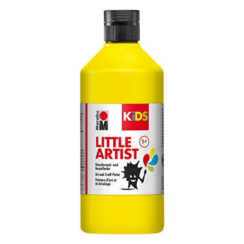 Marabu KiDS Little Artist 500 ml, Gelb, Künstlermal- und Bastelfarbe für Kinder ab 3 Jahren, Kindermalfarbe auf Wasserbasis, auswaschbar, Made in Germany, vegan, glutenfrei, 03050075019 von Marabu