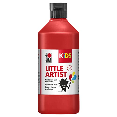 Marabu KiDS Little Artist 500 ml, Rot, Künstlermal- und Bastelfarbe für Kinder ab 3 Jahren, Kindermalfarbe auf Wasserbasis Made in Germany, vegan, glutenfrei, 03050075232 von Marabu