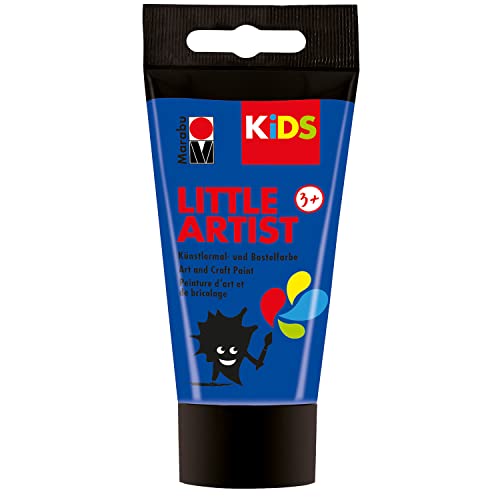 Marabu KiDS Little Artist 75 ml, Dunkelblau, Künstlermal- und Bastelfarbe für Kinder ab 3 Jahren, Kindermalfarbe auf Wasserbasis, auswaschbar, Made in Germany, vegan, glutenfrei, 03050002053 von Marabu