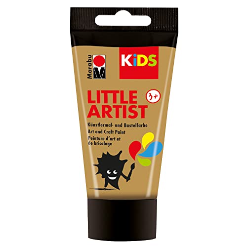 Marabu KiDS Little Artist 75 ml, Gold, Künstlermal- und Bastelfarbe für Kinder ab 3 Jahren, Kindermalfarbe auf Wasserbasis, auswaschbar, Made in Germany, vegan, glutenfrei, 03050002084 von Marabu