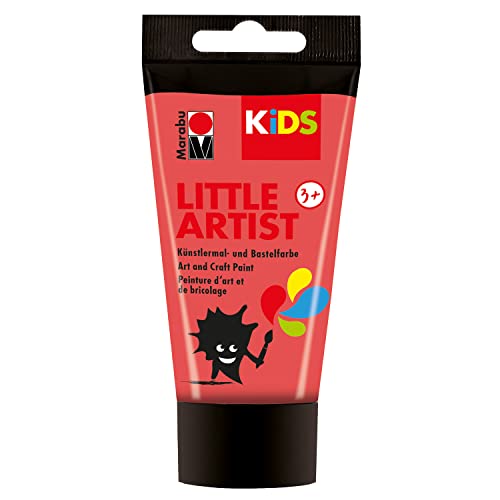 Marabu KiDS Little Artist 75 ml, Rot, Künstlermal- und Bastelfarbe für Kinder ab 3 Jahren, Kindermalfarbe auf Wasserbasis, auswaschbar, Made in Germany, vegan, glutenfrei, 03050002232 von Marabu