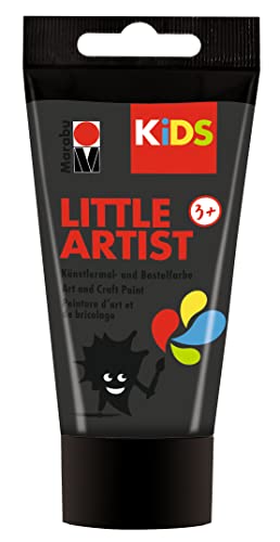 Marabu KiDS Little Artist 75 ml, Schwarz, Künstlermal- und Bastelfarbe für Kinder ab 3 Jahren, Kindermalfarbe auf Wasserbasis Made in Germany, vegan, glutenfrei, 03050002073 von Marabu
