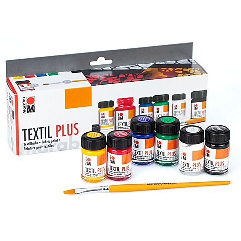 Marabu Stoffmalfarben, für dunkle Textilien, 6x 15 ml und Pinsel Marabu Stoffmalfarben, für dunkle Textilien, 6x 15 ml und Pinsel von Marabu