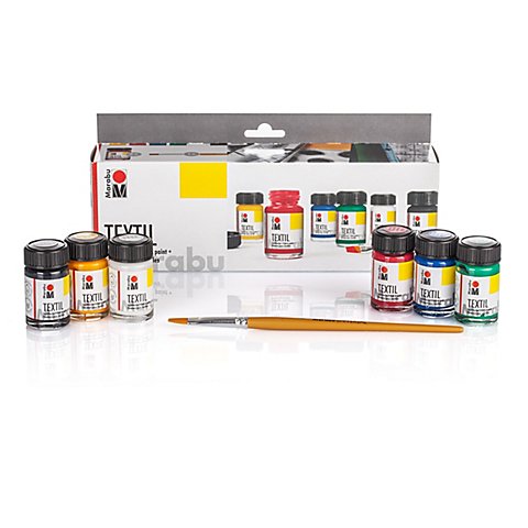 Marabu Stoffmalfarben "Grundfarben", 6x 15 ml und Pinsel Marabu Stoffmalfarben "Grundfarben", 6x 15 ml und Pinsel von Marabu