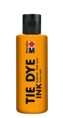 Marabu TIE DYE INK Batikfarbe in Mandarine, 80 ml Farbe auf Wasserbasis, vegan, strahlende Stofffarbe für helle Textilien bis 20% Kunstfaseranteil, 17300004225 Marabu TIE DYE INK Batikfarbe in Mandarine, 80 ml Farbe auf Wasserbasis, vegan, strahlende Stofffarbe für helle Textilien bis 20% Kunstfaseranteil, 17300004225 von Marabu