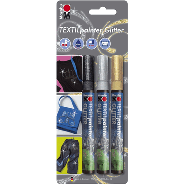 Marabu Textil Painter Glitter 3er-Blister-Sortierung 3 x 3 mm von Marabu