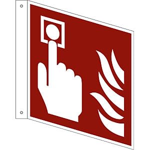 Feuerlöscher Fahnenschild 150 x 150 mm – Langnachleuchtendes Kunststoff Schild, doppelseitig Bedruckt, ASR A1.3 / ISO 7010, Brandschutzzeichen, Innen- & Außenbereich von Marahrens