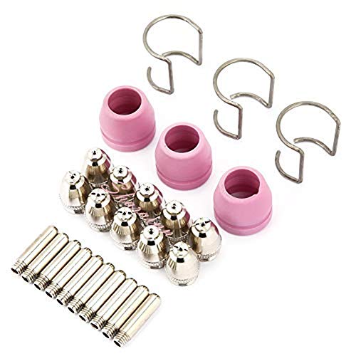 AG60 Plasma-Schneidbrenner, 26pcs SG55 AG60 Keramikdüse Plasmaschneider Schneidbrenner Verbrauchsmaterial Elektroden-Düsenbecher-Kit AG60 Plasma-Schneidbrenner, 26pcs SG55 AG60 Keramikdüse Plasmaschneider Schneidbrenner Verbrauchsmaterial Elektroden-Düsenbecher-Kit von Maranon