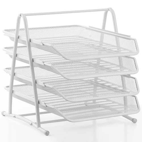 Marbrasse Schreibtisch-Organizer,Briefablage,Stapelbar,in Ablagen für Schreibtisch,Zeitschriften,Büro Organizer, Schreibtischordner Aufbewahrung(Weiß) von Marbrasse