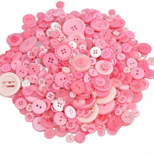 Bunte handgefertigte Harzknöpfe, perfekt zum Nähen, für Bastelprojekte und Schulaktivitäten, zufällige Farbmischung (Rosa) von Marchfunny