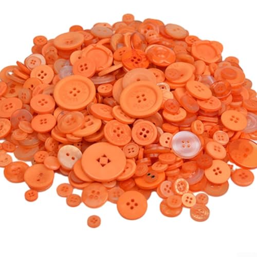 Bunte handgefertigte Harzknöpfe, perfekt zum Nähen, für Bastelprojekte und Schulaktivitäten, zufällige Farbmischung (orange) von Marchfunny