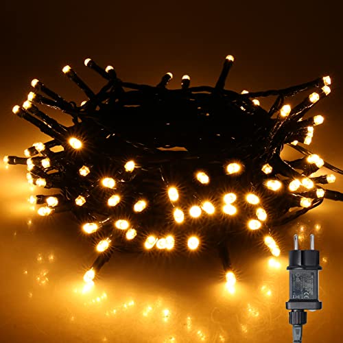 Marchpower 100LED 10M Weihnachtsbeleuchtung Außen,Led Lichterkette mit 8 Modi IP44 Wasserdicht Strom Lichterkette Innen Weihnachtsdeko für Weihnachtsbaum, Balkon, Garten, Terrasse, Hochzeit, Party von Marchpower