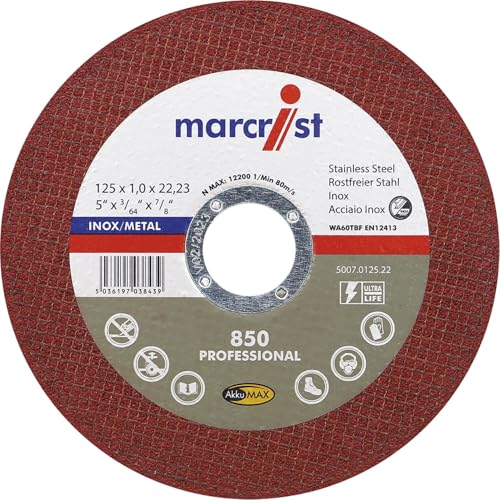 Marcrist Trennscheibe Inox ultradünn 850 SLS, Ø 125mm x 1mm / Bohrung: 22,2mm von Marcrist Trennscheibe 850 SLS Metall