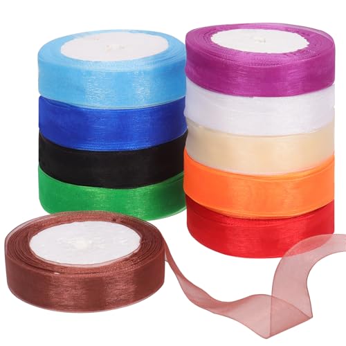 Mardatt 10 Rollen 0.8 Inch x 25 Yards Schimmer Sheer Chiffon Ribbon, 10 Farben Transparent Chiffon Bänder für Floral Bouquet Wedding Dekorating von Mardatt