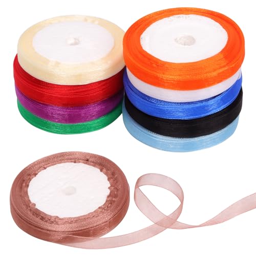 Mardatt 10 Rolls 0.4 Inch x 25 Yards Shimmer Sheer Ribbon Gift Wrapping Ribbon Sheet, 10 Colors Transparent Chiffon Ribbons for Floral Bouquet Wedding Decorating Mardatt 10 Rolls 0.4 Inch x 25 Yards Shimmer Sheer Ribbon Gift Wrapping Ribbon Sheet, 10 Colors Transparent Chiffon Ribbons for Floral Bouquet Wedding Decorating von Mardatt