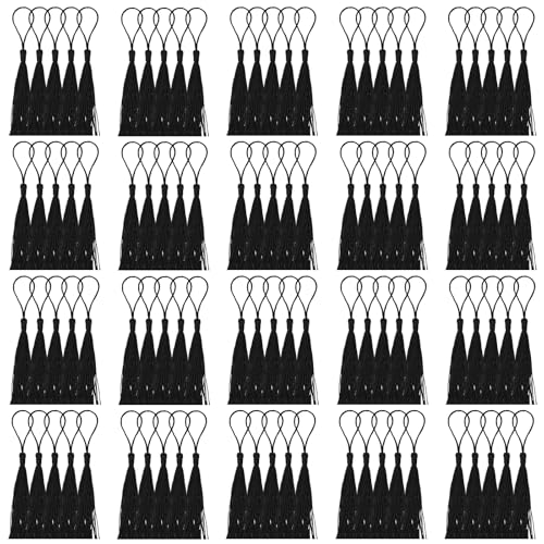 Mardatt 100 Stück 13cm/5 Inch Mini Tassels with Loops for Crafts, Bookmarks, Jewelry Making (Schwarz) von Mardatt