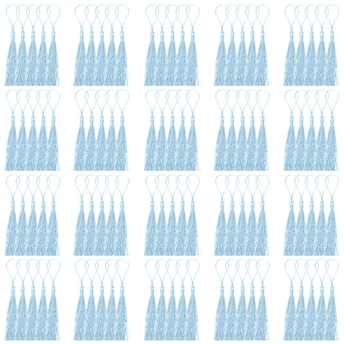 Mardatt 100 Stück Handwerk Mini Tassels Kit, 13cm / 5Inch Himmelblau weiche Handwerk Seidenschalten mit Schnur Schleife Lesezeichen Tasten Masse Mardatt 100 Stück Handwerk Mini Tassels Kit, 13cm / 5Inch Himmelblau weiche Handwerk Seidenschalten mit Schnur Schleife Lesezeichen Tasten Masse von Mardatt