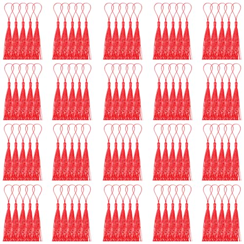 Mardatt 100 Stück Handwerk Mini Tassels Kit, 13cm / 5Inch rote weiche Handwerk seidige Tassels mit Schnur Schleife Lesezeichen Tassels Masse Mardatt 100 Stück Handwerk Mini Tassels Kit, 13cm / 5Inch rote weiche Handwerk seidige Tassels mit Schnur Schleife Lesezeichen Tassels Masse von Mardatt