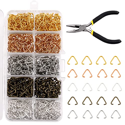 Mardatt 1001 Pcs 5 Color Metal Triangle Open Jump Rings Assortment Set with Jewelry Pliers, Split Pinch Bead Connector Findings for Jewelry Making Earring Charm Pendant Bracelet von Mardatt