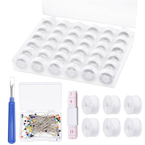 Mardatt 138Pcs White Bobbins Sewing Threads Kit Includes Bobbin Thread with Bobbin Case, Sewing Pins, Measuring Tape and Sewing Seam Ripper, Polyester Threads Set for Hand Machine Embroidery Sewing von Mardatt