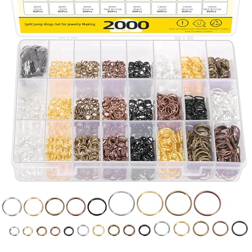 Mardatt 2000 Stück 5mm 6mm 8mm 10mm 14mm Split Jump Ringe Set, mehrfarbige Doppel Loop Jump Ringe Doppel Split Ring für DIY Halskette Armband Handwerk Herstellung Mardatt 2000 Stück 5mm 6mm 8mm 10mm 14mm Split Jump Ringe Set, mehrfarbige Doppel Loop Jump Ringe Doppel Split Ring für DIY Halskette Armband Handwerk Herstellung von Mardatt