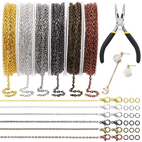 Mardatt 247 Stück 6 Farben 18,3 m Metallketten zur Schmuckherstellung mit Schmuckzange, Karabinerverschluss und offenen Binderingen, Schmuckzubehör für Halsketten, Ohrringe, Armbänder, DIY Handwerk Mardatt 247 Stück 6 Farben 18,3 m Metallketten zur Schmuckherstellung mit Schmuckzange, Karabinerverschluss und offenen Binderingen, Schmuckzubehör für Halsketten, Ohrringe, Armbänder, DIY Handwerk von Mardatt