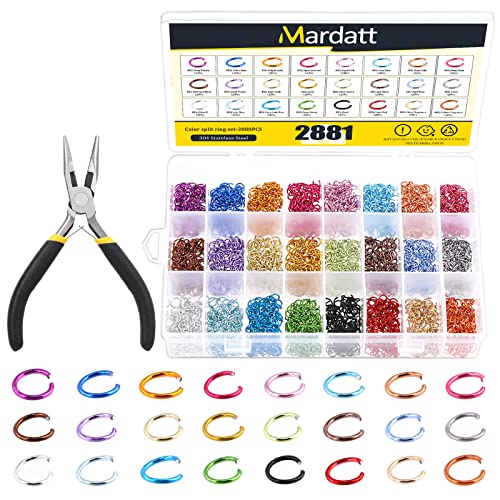 Mardatt 2881 Stück 24 Farben 6 mm offene Biegeringe Sortimentskit mit Schmuckzange, Aluminium-Schmuckherstellungszubehör, Erkennungs-Set für DIY-Ohrringe, Halsketten, Schmuckherstellung, Zubehör Mardatt 2881 Stück 24 Farben 6 mm offene Biegeringe Sortimentskit mit Schmuckzange, Aluminium-Schmuckherstellungszubehör, Erkennungs-Set für DIY-Ohrringe, Halsketten, Schmuckherstellung, Zubehör von Mardatt