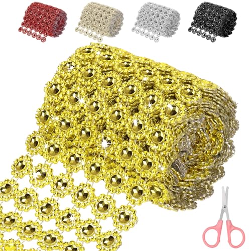 Mardatt 4 Zoll x 3 Yards Gold Bling Strass Band, 6 Reihen Sparkling Bling Strass Mesh Strass Band Rolle Strass Diamant Mesh Wrap Band für Handwerk, Hochzeit, Party Dekorationen Mardatt 4 Zoll x 3 Yards Gold Bling Strass Band, 6 Reihen Sparkling Bling Strass Mesh Strass Band Rolle Strass Diamant Mesh Wrap Band für Handwerk, Hochzeit, Party Dekorationen von Mardatt