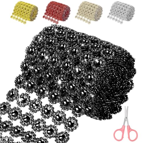 Mardatt 4 Zoll x 3 Yards schwarz Blume Strass Band, 6 Reihen Sparkling Bling Strass Mesh Strass Band Rolle Strass Diamant Mesh Wrap Band für Handwerk, Hochzeit, Party Dekorationen Mardatt 4 Zoll x 3 Yards schwarz Blume Strass Band, 6 Reihen Sparkling Bling Strass Mesh Strass Band Rolle Strass Diamant Mesh Wrap Band für Handwerk, Hochzeit, Party Dekorationen von Mardatt