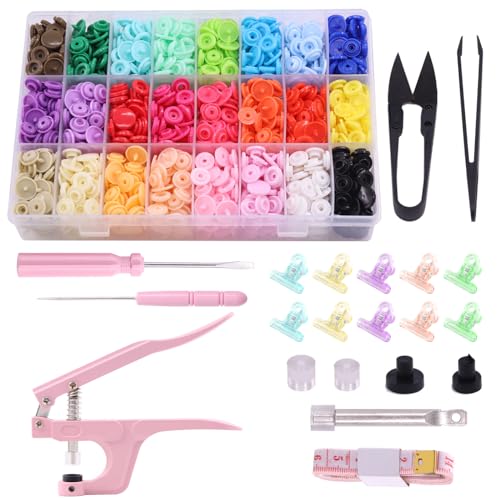 Mardatt 405 Pieces T5 Press Studs with Snap Buttons Pliers Set 24 Colors Round Plastic Buttons for Sewing Clothes Raincoats and Other DIY von Mardatt