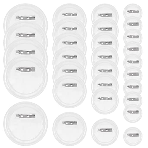 Mardatt 50 Stück 4 Größen transparente Knopfabzeichen Set mit Pin, 25/38/45/60 mm Acryl runde Abzeichen Pins Blank Knopf Bild individuelles Design für DIY Herstellung von Mardatt