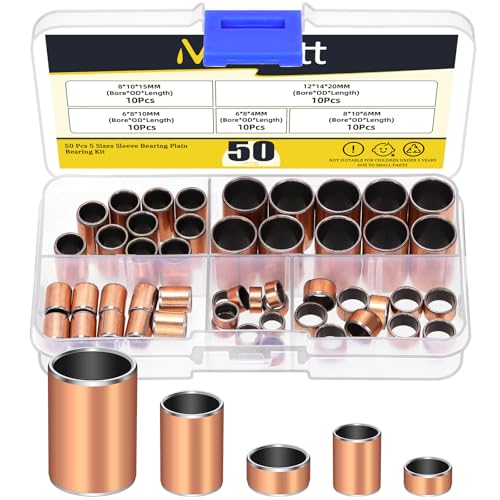 Mardatt 50 Stück 5 Größen Lagerhülsen, Bohrung x Außendurchmesser x Länge-6x8x4mm, 6x8x10mm, 8x10x6mm, 8x10x15mm, 12x14x20mm Selbstschmierende Buchsen Mardatt 50 Stück 5 Größen Lagerhülsen, Bohrung x Außendurchmesser x Länge-6x8x4mm, 6x8x10mm, 8x10x6mm, 8x10x15mm, 12x14x20mm Selbstschmierende Buchsen von Mardatt