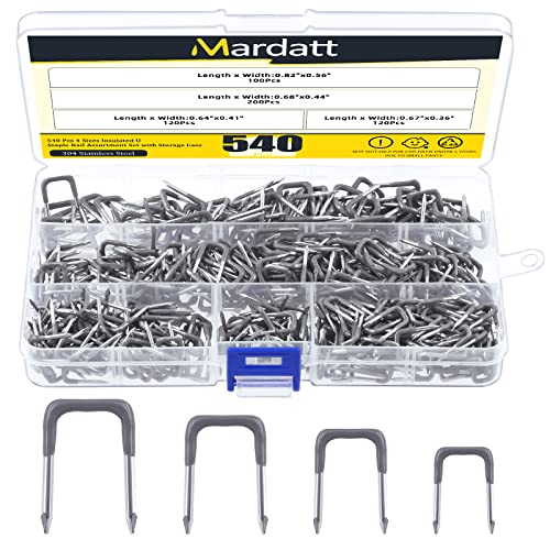 Mardatt Isoliertes U-Heftklammern-Set mit Aufbewahrungskoffer, 1,4 cm, 1,1 cm, 1 cm, 0,9 cm, Metallkabelklammern zur Befestigung von elektrischen Leitungen, 540 Stück Mardatt Isoliertes U-Heftklammern-Set mit Aufbewahrungskoffer, 1,4 cm, 1,1 cm, 1 cm, 0,9 cm, Metallkabelklammern zur Befestigung von elektrischen Leitungen, 540 Stück von Mardatt
