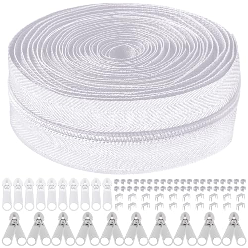 Mardatt 81Pcs Reißverschluss Reparatur Kit, 10 Yards #5 Nylon Reißverschluss Band mit 10Pcs Reißverschluss Slider, 10Pcs doppelter Reißverschluss Slider, 20Pcs unteren Stopper, 40Pcs Top Stopper(weiß) Mardatt 81Pcs Reißverschluss Reparatur Kit, 10 Yards #5 Nylon Reißverschluss Band mit 10Pcs Reißverschluss Slider, 10Pcs doppelter Reißverschluss Slider, 20Pcs unteren Stopper, 40Pcs Top Stopper(weiß) von Mardatt