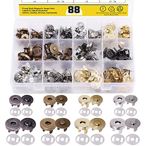 Mardatt 88 Sets 14 mm & 18 mm Knopfverschlüsse mit Unterlegscheiben, Bronze, Gunmetal, Silber, Gold, Geldbörsen, runde Druckknöpfe, DIY-Bastelsets zum Nähen, Basteln, Handtaschen, Kleidung, Leder Mardatt 88 Sets 14 mm & 18 mm Knopfverschlüsse mit Unterlegscheiben, Bronze, Gunmetal, Silber, Gold, Geldbörsen, runde Druckknöpfe, DIY-Bastelsets zum Nähen, Basteln, Handtaschen, Kleidung, Leder von Mardatt