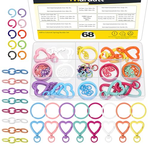 Mardatt Colorful Heart Trigger Spring Rings bunte Herz Trigger Federringe mit Split Schlüsselanhänger Kit, Herz Karabiner Clip Metall drehbarer Schlüsselanhänger Snap Haken Tasche, DIY Projects Mardatt Colorful Heart Trigger Spring Rings bunte Herz Trigger Federringe mit Split Schlüsselanhänger Kit, Herz Karabiner Clip Metall drehbarer Schlüsselanhänger Snap Haken Tasche, DIY Projects von Mardatt