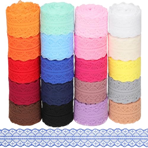 Mardatt Floral Pattern Lace Ribbon, 20 Rollen 200 Yards Spitze Band, 30mm/1.18" breite einzelne florale Muster Stoff Spitze Bänder, mehrfarbige Spitze Stoff Band für Geschenk-Verpackung(20 Farben) von Mardatt