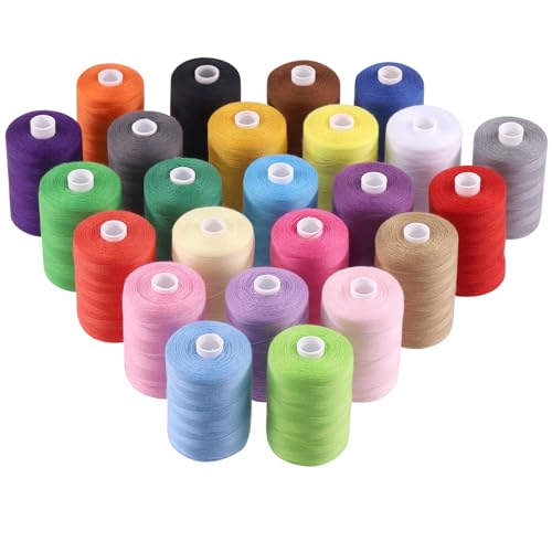 Mardatt Nähgarn-Set, 24 Farben Polyester Garn 1000 Yards pro Spule, Handliches Polyester Nähgarn-Set für Handstickerei und Quilten Mardatt Nähgarn-Set, 24 Farben Polyester Garn 1000 Yards pro Spule, Handliches Polyester Nähgarn-Set für Handstickerei und Quilten von Mardatt