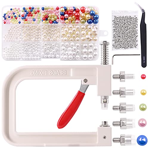 Mardatt Perlen-Setzmaschine und bunte Perlenkit, Handdrücker, Perlenniet-Knöpfe, Set mit 5 Größen, handgefertigt, Perlen-Zubehör für Hüte, Schuhe, Kleidung, Taschen, 1335 Stück Mardatt Perlen-Setzmaschine und bunte Perlenkit, Handdrücker, Perlenniet-Knöpfe, Set mit 5 Größen, handgefertigt, Perlen-Zubehör für Hüte, Schuhe, Kleidung, Taschen, 1335 Stück von Mardatt