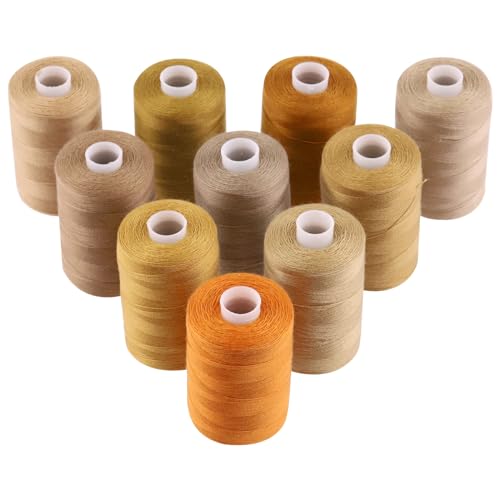 Mardatt Sewing Thread Kit, 10 Colors Polyester Threads 1000 Yards Per Polyester Thread Spools, Handy Polyester Sewing Threads Bobbins Sewing Threads Set for Hand Stitching Quilting(Brown) von Mardatt