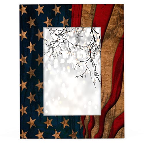 Bilderrahmen mit amerikanischer Flagge, 10,2 x 15,2 cm, aus Holz, Vintage-Stil, USA-Flagge, passend für 10 x 15 cm oder 8,9 x 12,7 cm große Bilderrahmen mit bruchfestem Acryl, für Wand- oder Bilderrahmen mit amerikanischer Flagge, 10,2 x 15,2 cm, aus Holz, Vintage-Stil, USA-Flagge, passend für 10 x 15 cm oder 8,9 x 12,7 cm große Bilderrahmen mit bruchfestem Acryl, für Wand- oder von Mardesigns
