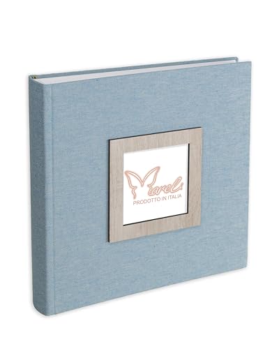 Mareli Fotoalbum, 31 x 31, 80 Seiten mit Seidenpapier, Einband aus hellblauem Leinen mit Bilderrahmen aus Holz im Einband Mareli Fotoalbum, 31 x 31, 80 Seiten mit Seidenpapier, Einband aus hellblauem Leinen mit Bilderrahmen aus Holz im Einband von Mareli