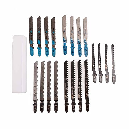 20pcs Jigsaw Blades Kit T Shank Design Schnelles Schneiden für Metall, Holz mit Aufbewahrungsbox, Verschiedene für Mehrzweck-Werkzeugsets 20pcs Jigsaw Blades Kit T Shank Design Schnelles Schneiden für Metall, Holz mit Aufbewahrungsbox, Verschiedene für Mehrzweck-Werkzeugsets von Marhynchus