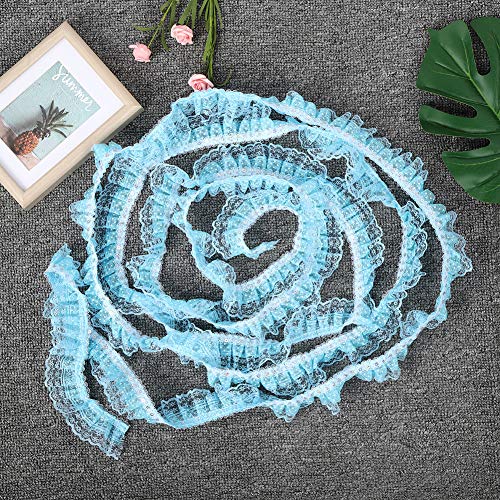 5 Yards Multi -Farbe 45 -mm Druckpunkte Falten Trimmnetzspitzen Ribbon Sewing Pailletten Bestickte Band für DIY Spitzenhandwerk, Geeignet für Bekleidungszubehör Geschenkverpackung (BLUE) von Marhynchus