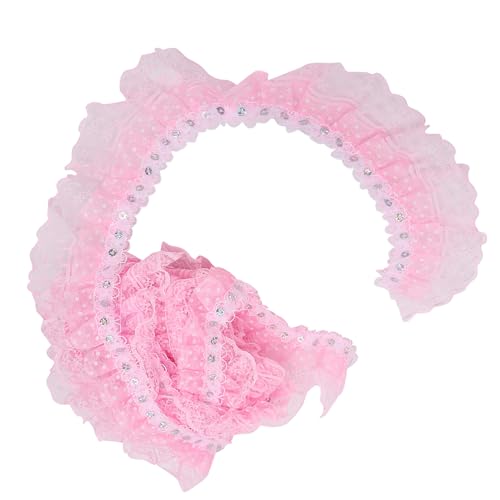 5 Yards Multi -Farbe 45 -mm Druckpunkte Falten Trimmnetzspitzen Ribbon Sewing Pailletten Bestickte Band für DIY Spitzenhandwerk, Geeignet für Bekleidungszubehör Geschenkverpackung (PINK) von Marhynchus
