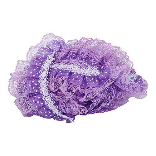 5 Yards Multi -Farbe 45 -mm Druckpunkte Falten Trimmnetzspitzen Ribbon Sewing Pailletten Bestickte Band für DIY Spitzenhandwerk, Geeignet für Bekleidungszubehör Geschenkverpackung (PURPLE) von Marhynchus