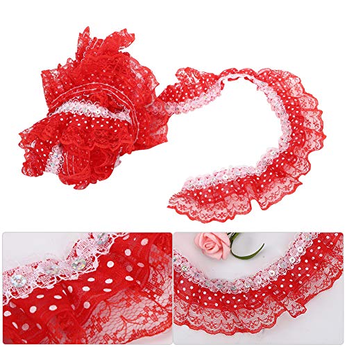 5 Yards Multi -Farbe 45 -mm Druckpunkte Falten Trimmnetzspitzen Ribbon Sewing Pailletten Bestickte Band für DIY Spitzenhandwerk, Geeignet für Bekleidungszubehör Geschenkverpackung (Rot) von Marhynchus