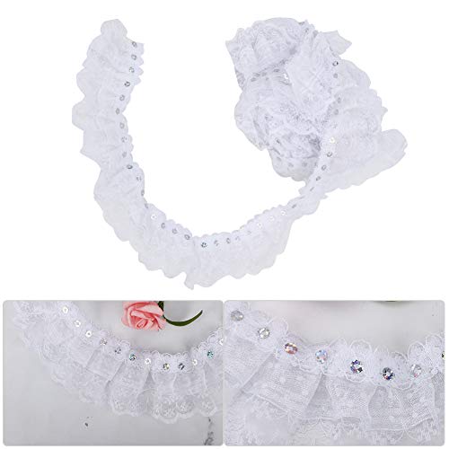 5 Yards Multi -Farbe 45 -mm Druckpunkte Falten Trimmnetzspitzen Ribbon Sewing Pailletten Bestickte Band für DIY Spitzenhandwerk, Geeignet für Bekleidungszubehör Geschenkverpackung (WHITE) von Marhynchus