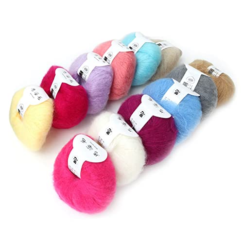 Angora -Wollgarn, Beliebte Weiche Mohair -Strick Angora Wollgarn für Stricken, Garn (1 Satz von zwölf Farben) von Marhynchus